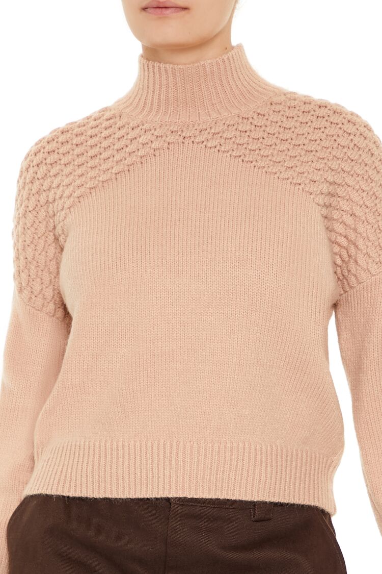Textured Mock Neck Sweater - Image 3