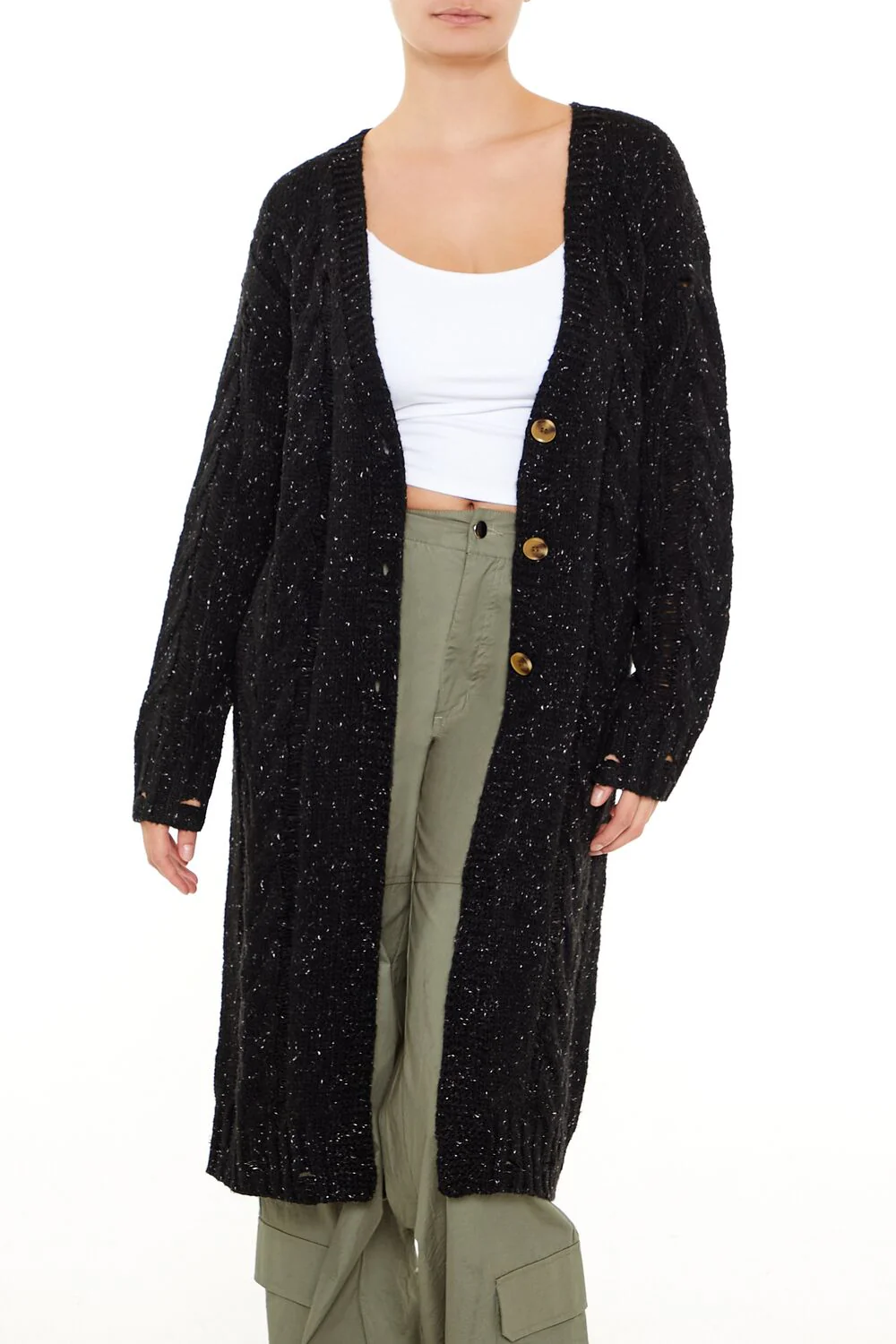 Speckled Longline Cardigan Sweater - Image 2