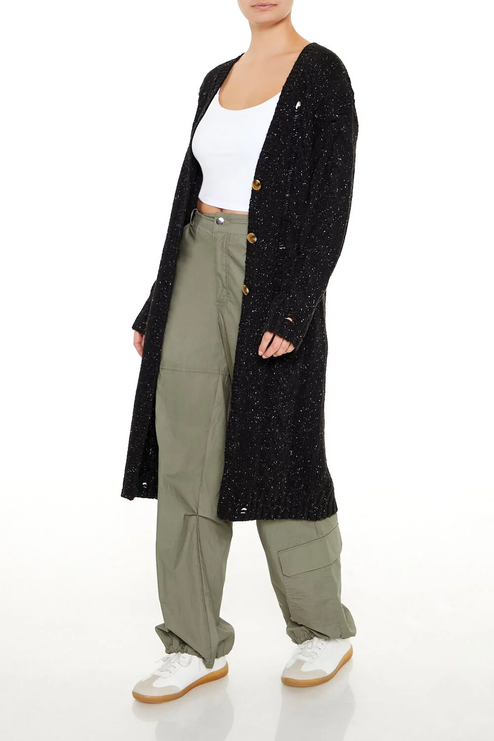 Speckled Longline Cardigan Sweater - Image 3