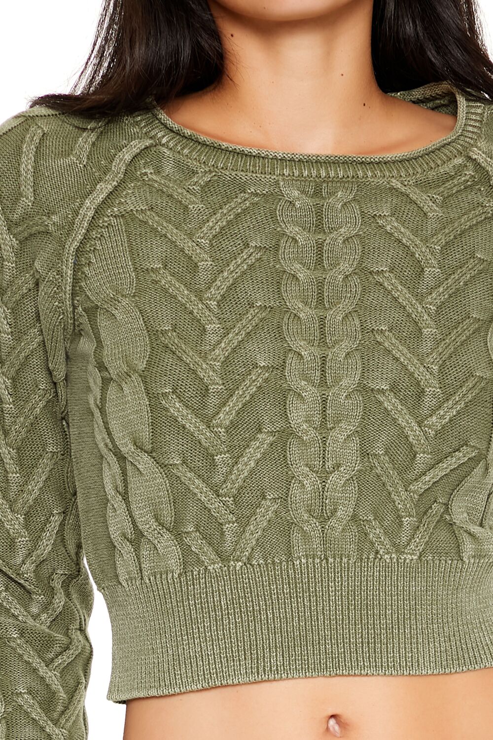 Cable Knit Cropped Sweater - Image 3