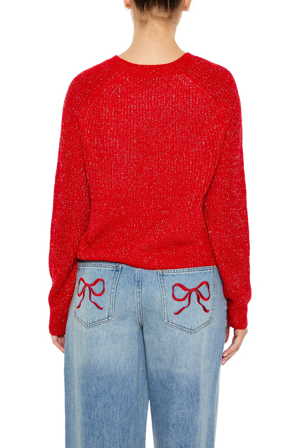 Metallic Knit Raglan Sweater - Image 2