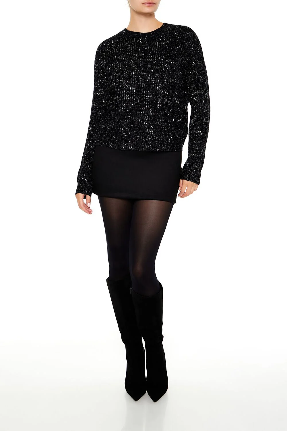 Metallic Knit Raglan Sweater - Image 7