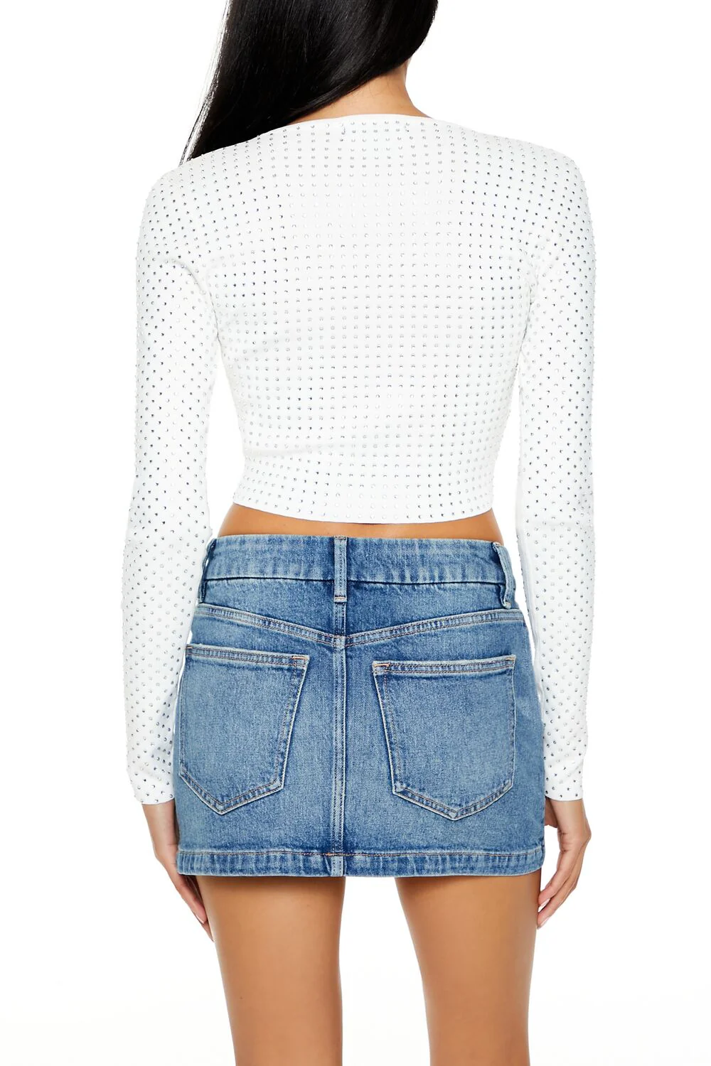 Rhinestone Cropped Sweater - Image 10