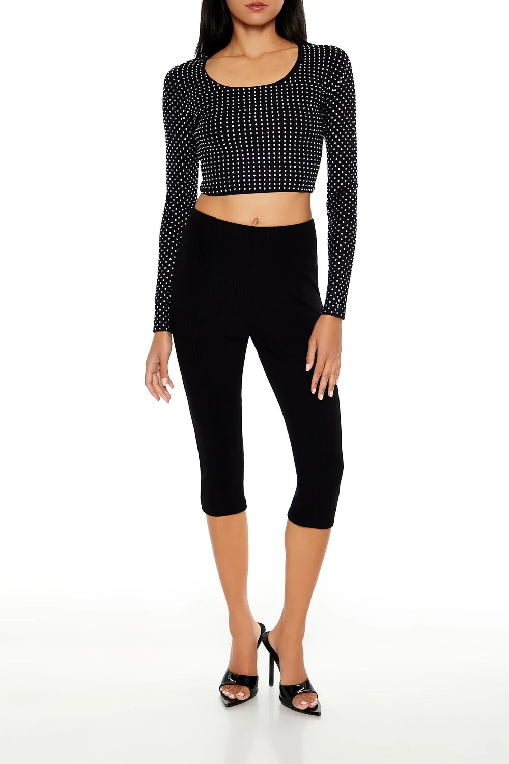 Rhinestone Cropped Sweater - Image 2
