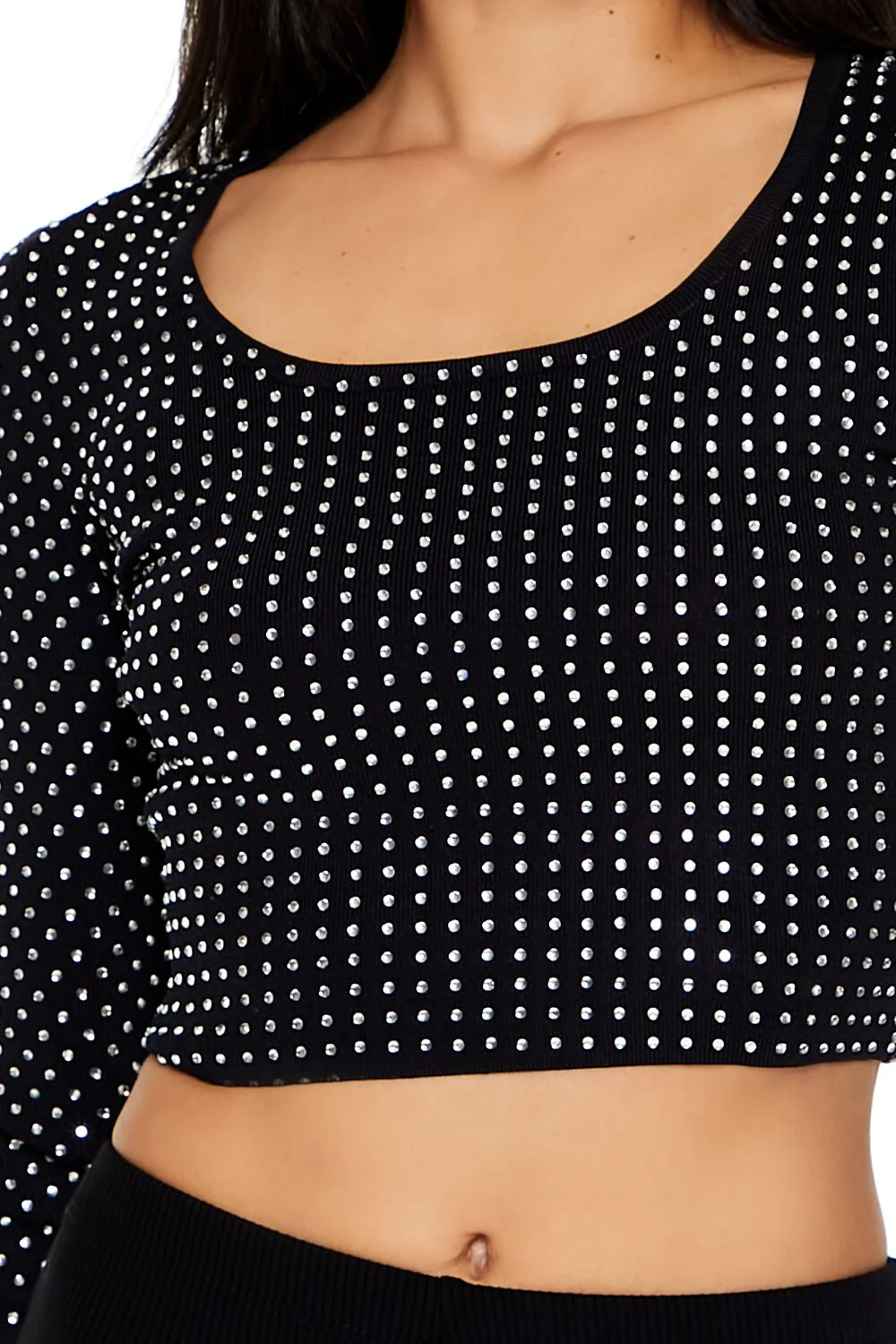 Rhinestone Cropped Sweater - Image 3