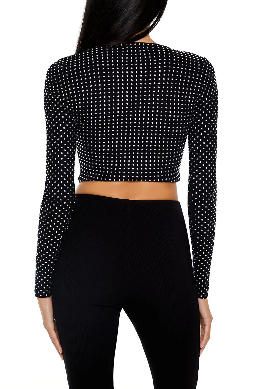 Rhinestone Cropped Sweater - Image 5
