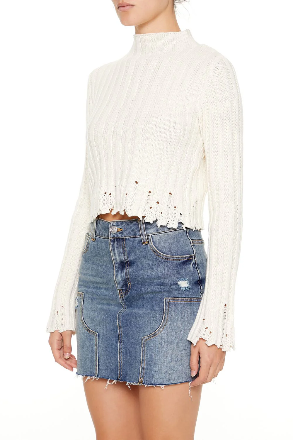 Distressed Mock Neck Sweater - Image 4
