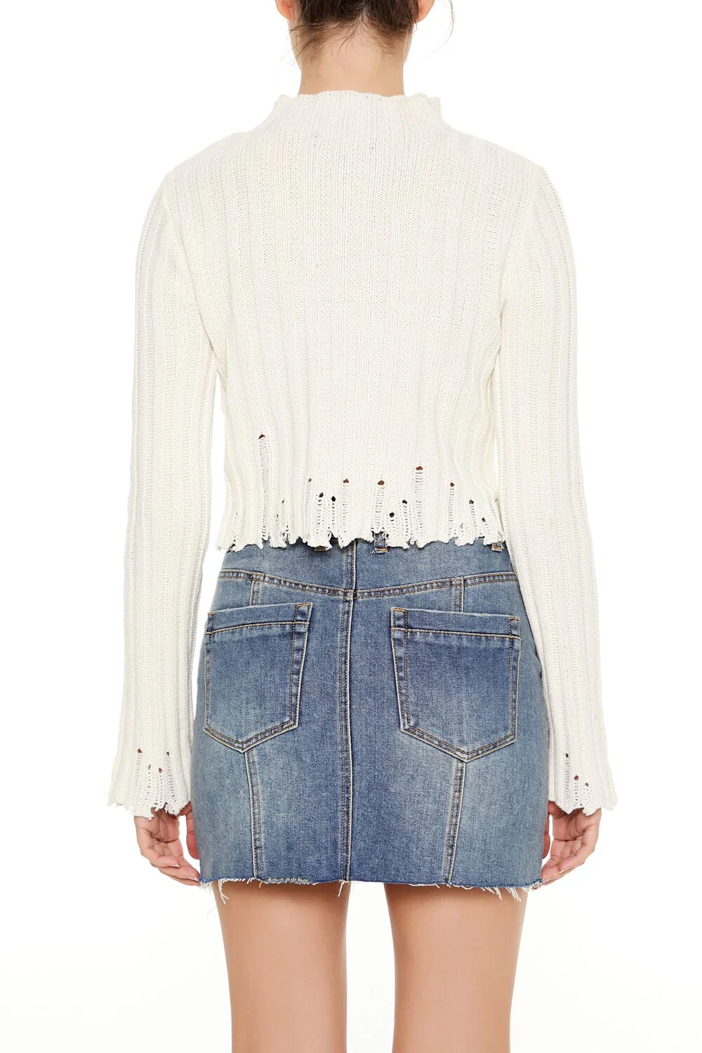 Distressed Mock Neck Sweater - Image 5
