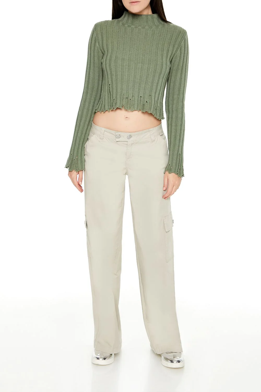 Distressed Mock Neck Sweater - Image 7