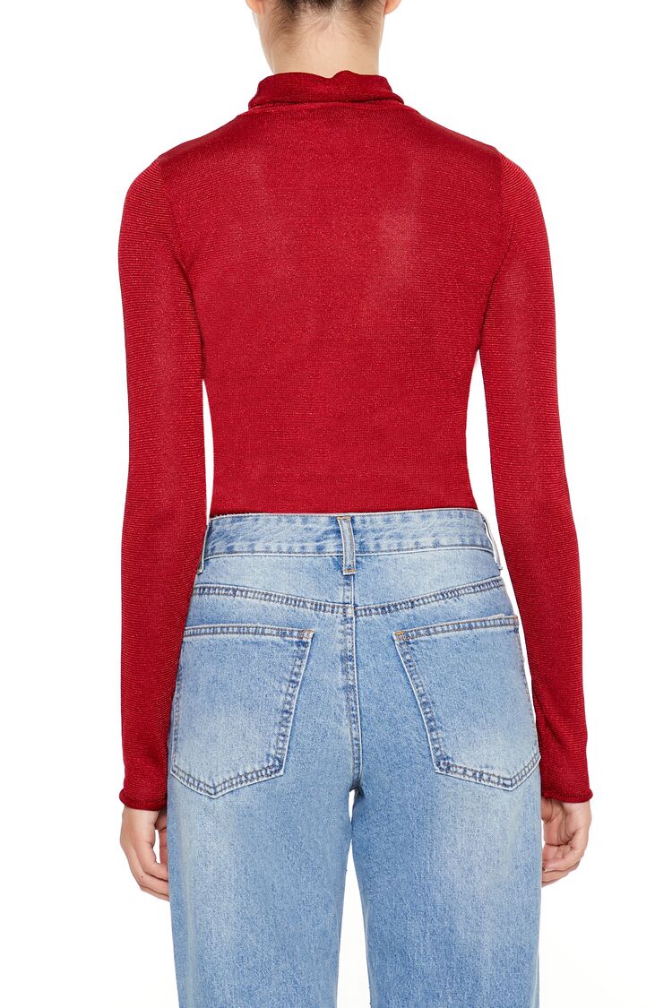 Glitter Knit Turtleneck Crop Top - Image 5