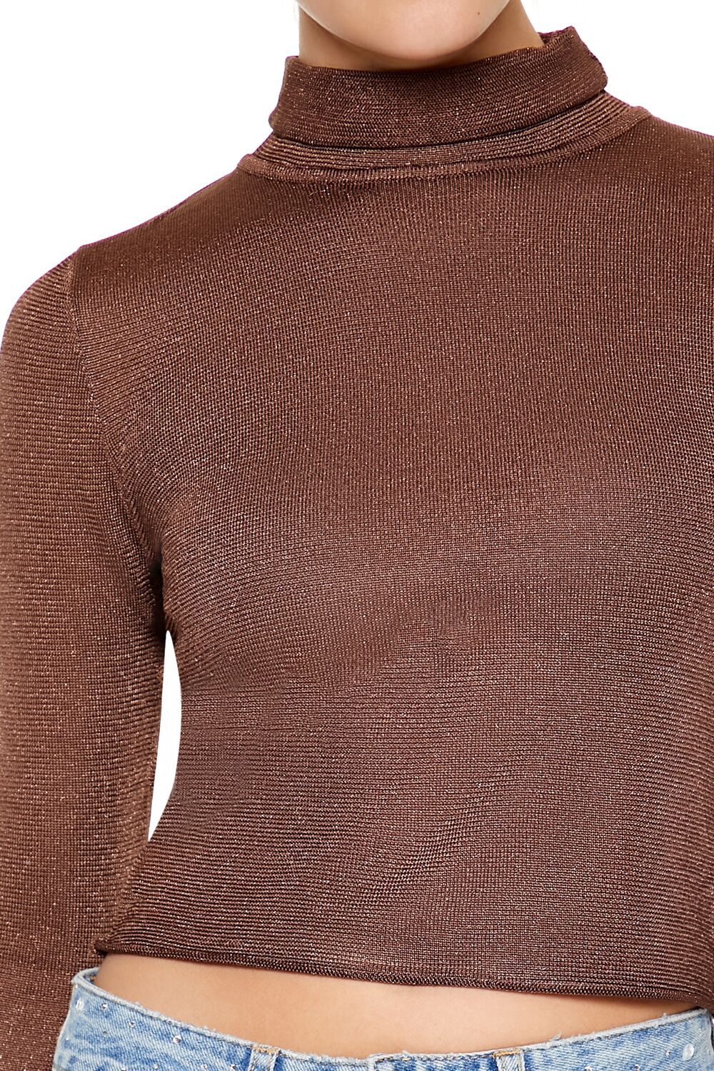 Glitter Knit Turtleneck Crop Top - Image 8