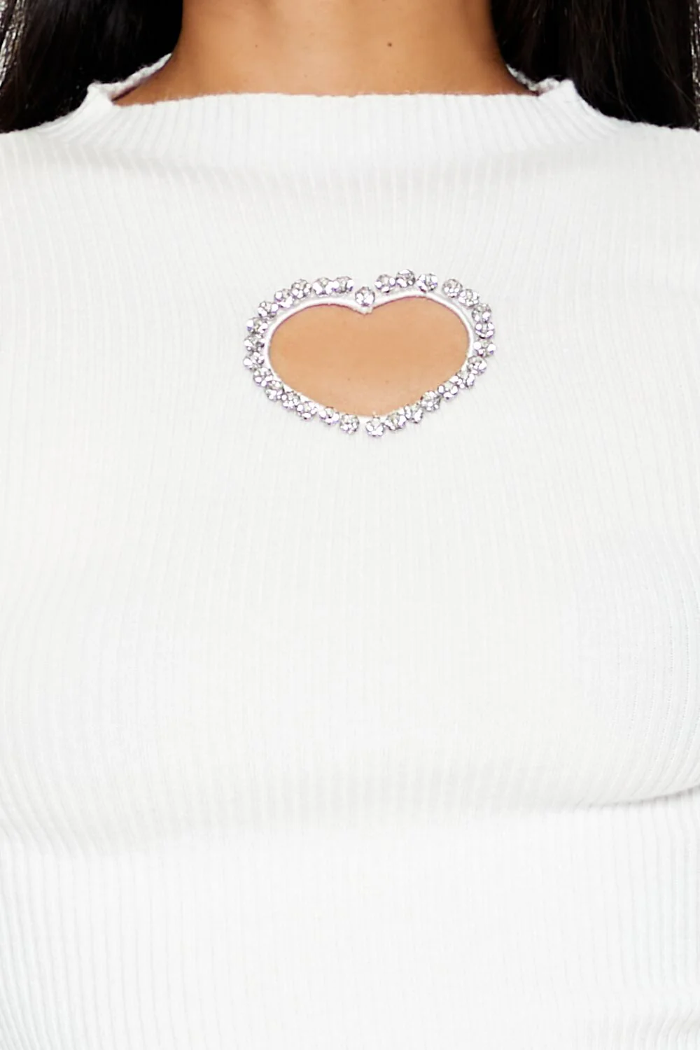 Glitter Heart Cutout Sweater - Image 3