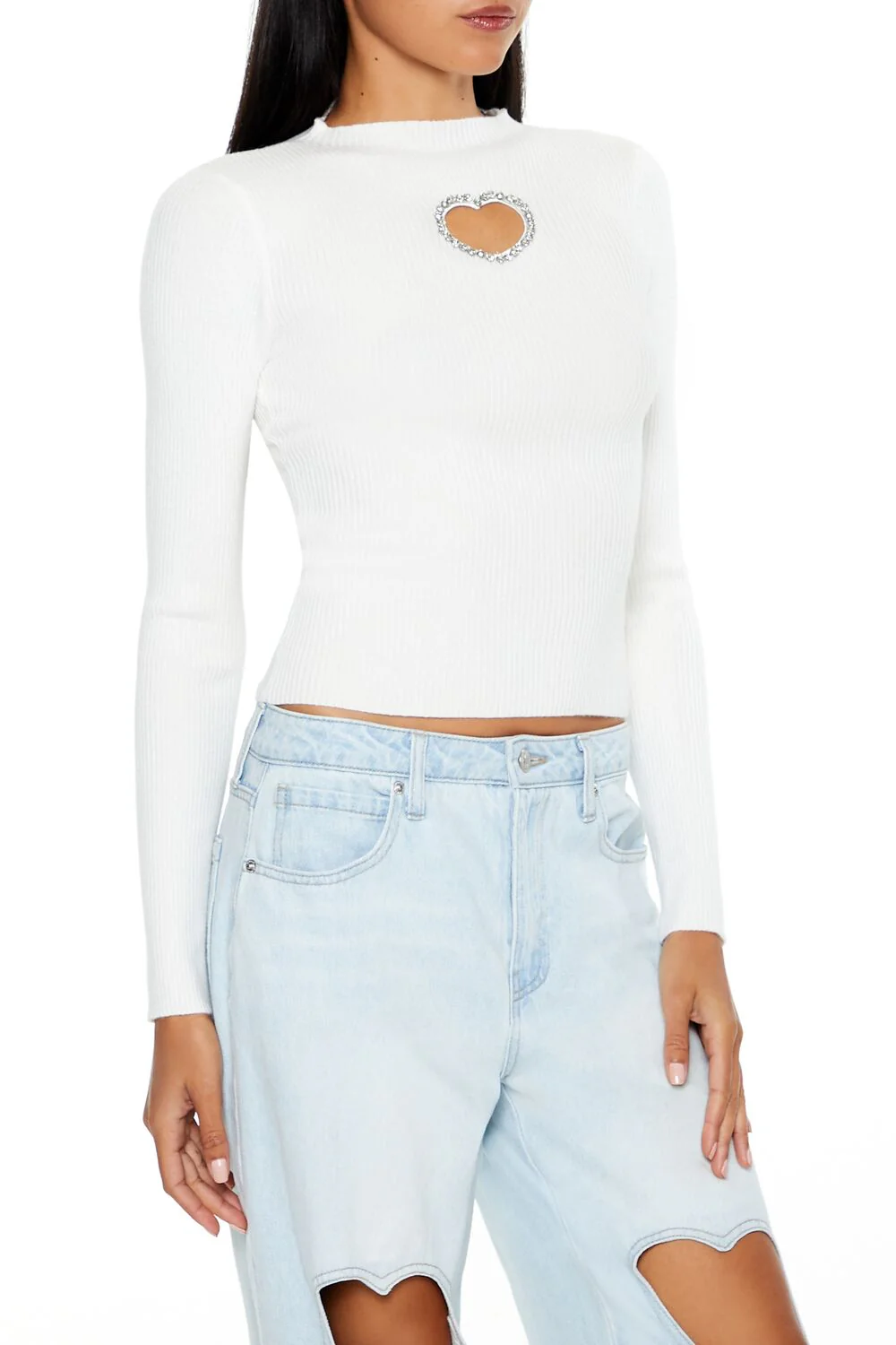 Glitter Heart Cutout Sweater - Image 4
