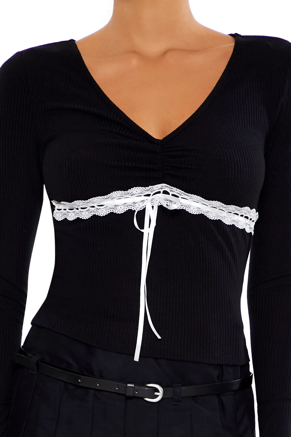 Lace-Trim Bow Top - Image 3