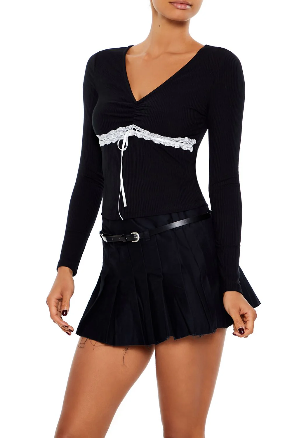 Lace-Trim Bow Top - Image 4