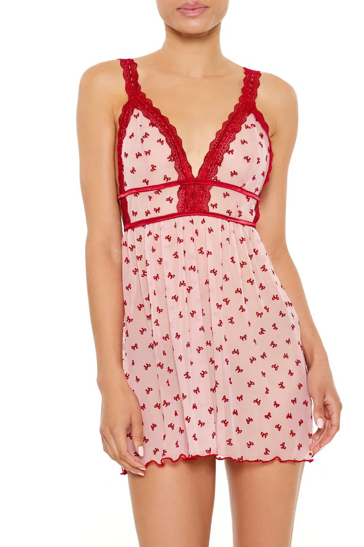 Bow Lingerie Mini Slip Dress - Image 2