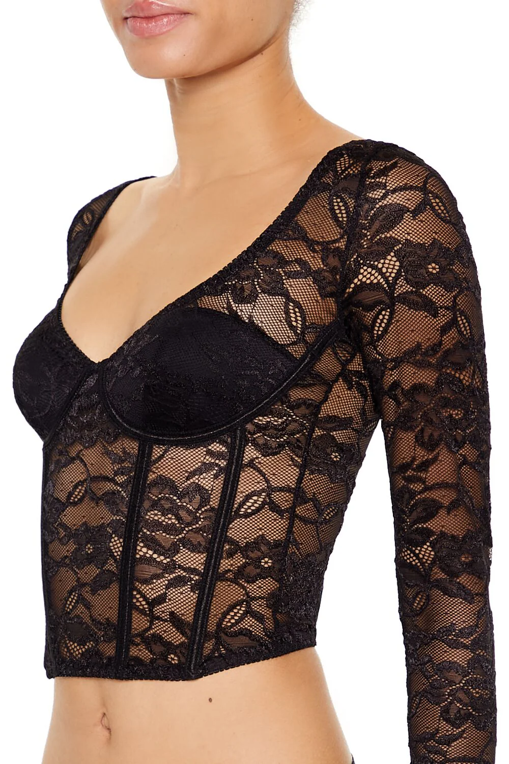 Lace Lingerie Corset Crop Top - Image 3