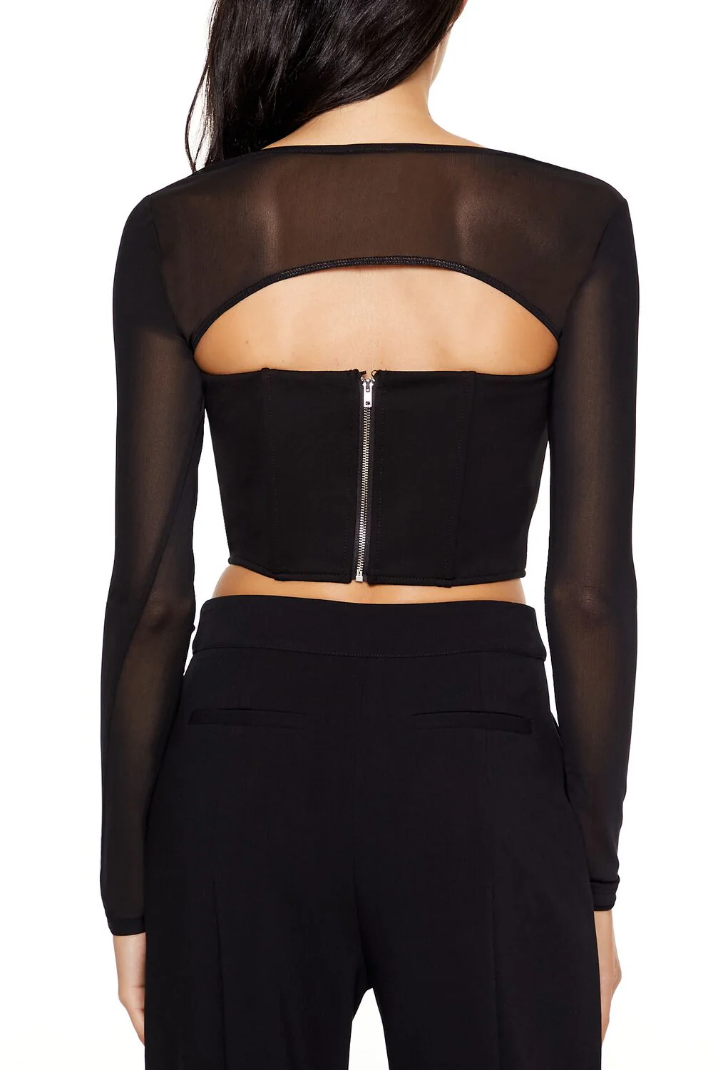 Sheer Cutout Bustier Crop Top - Image 5