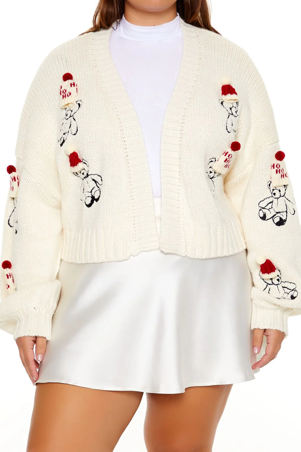 Plus Size Teddy Bear Cardigan Sweater - Image 3