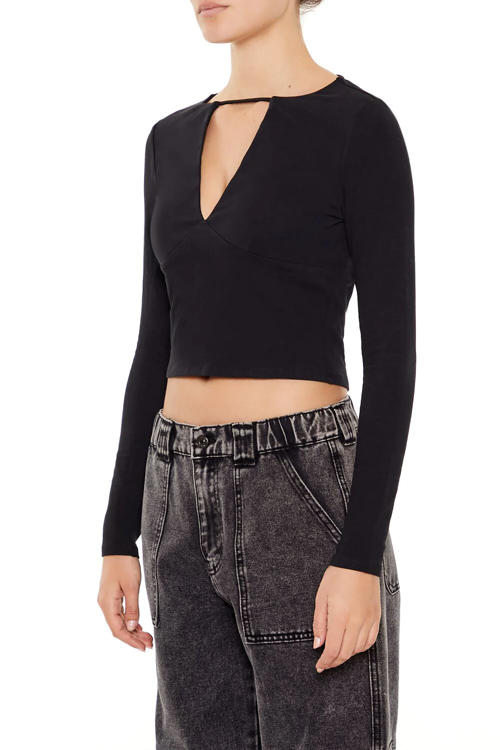 Jersey Knit Cutout Crop Top - Image 4