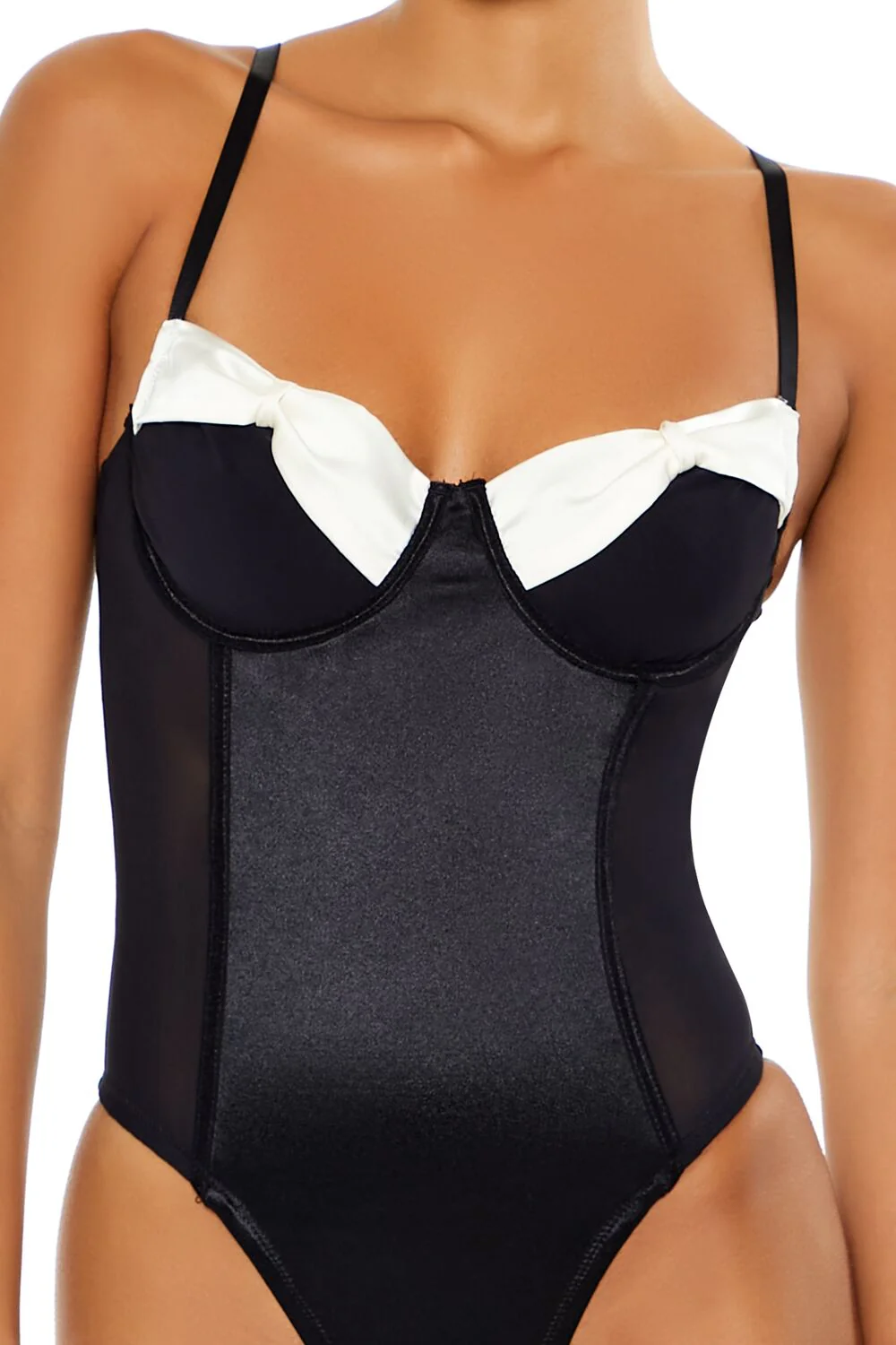 Bow Satin Lingerie Bodysuit - Image 2