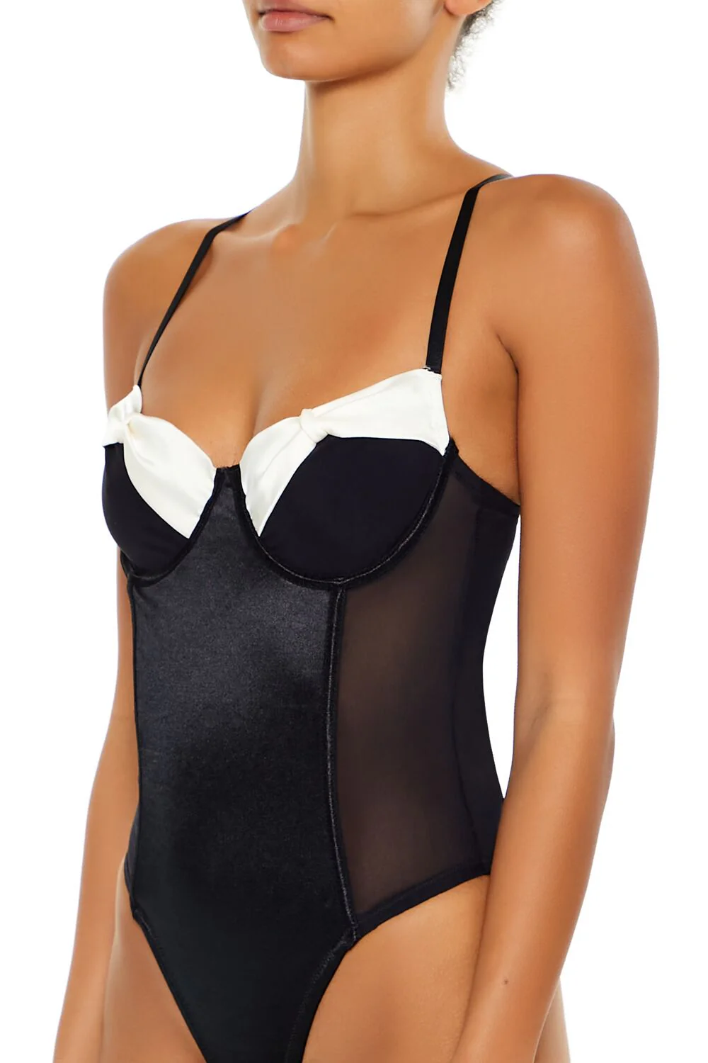 Bow Satin Lingerie Bodysuit - Image 3