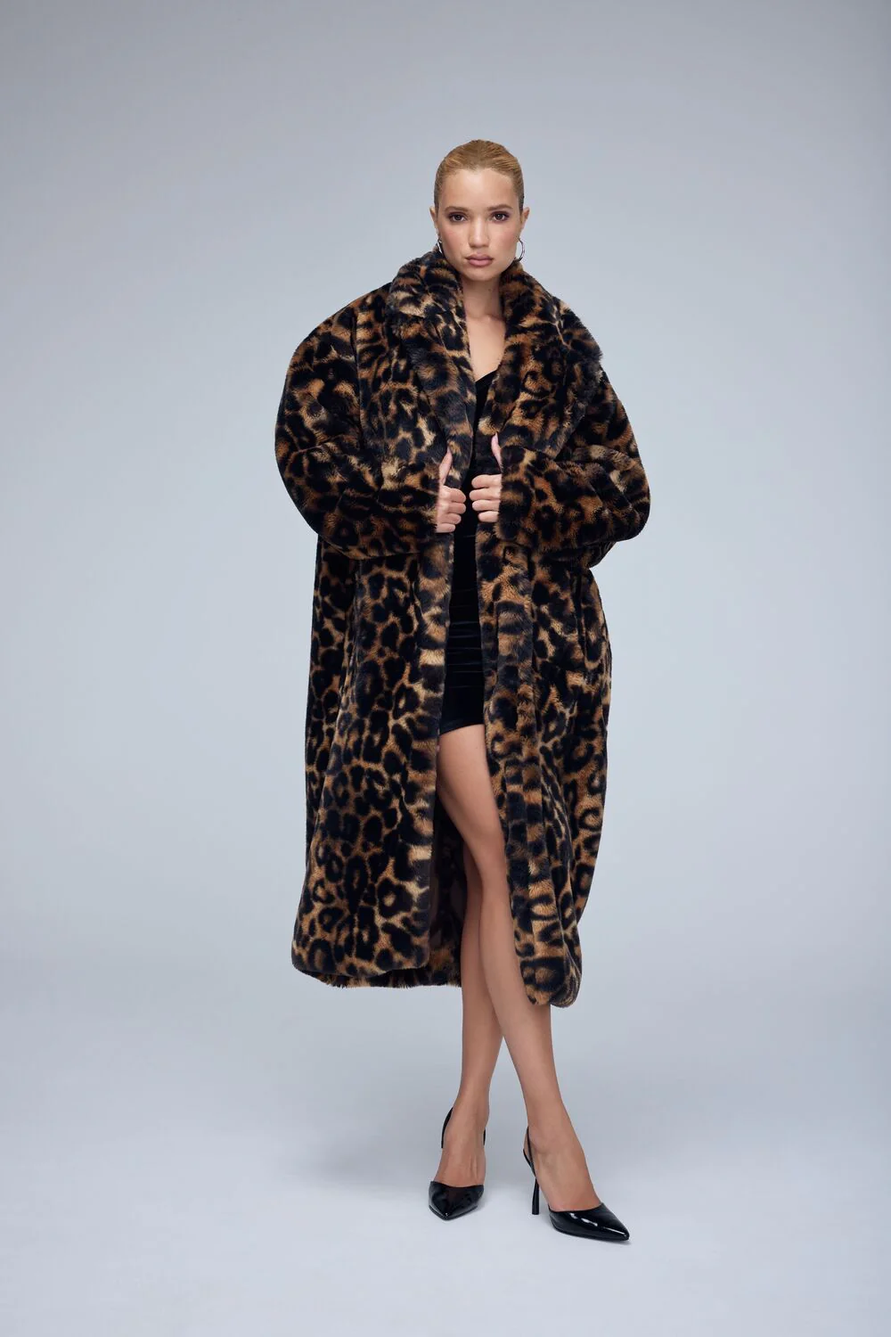 Faux Fur Leopard Print Coat - Image 3