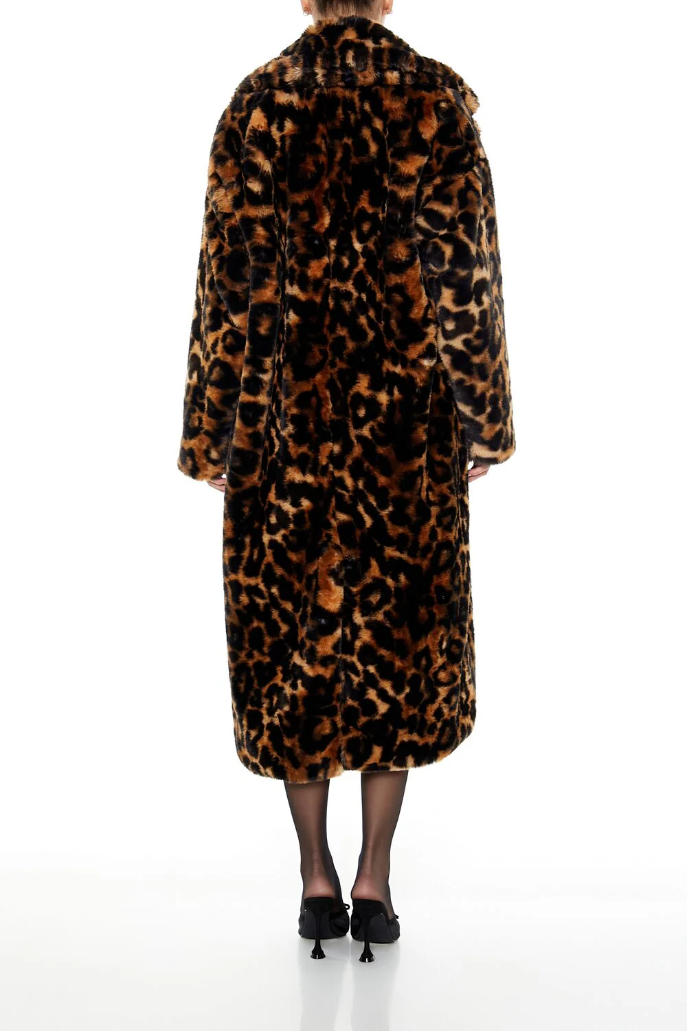 Faux Fur Leopard Print Coat - Image 5
