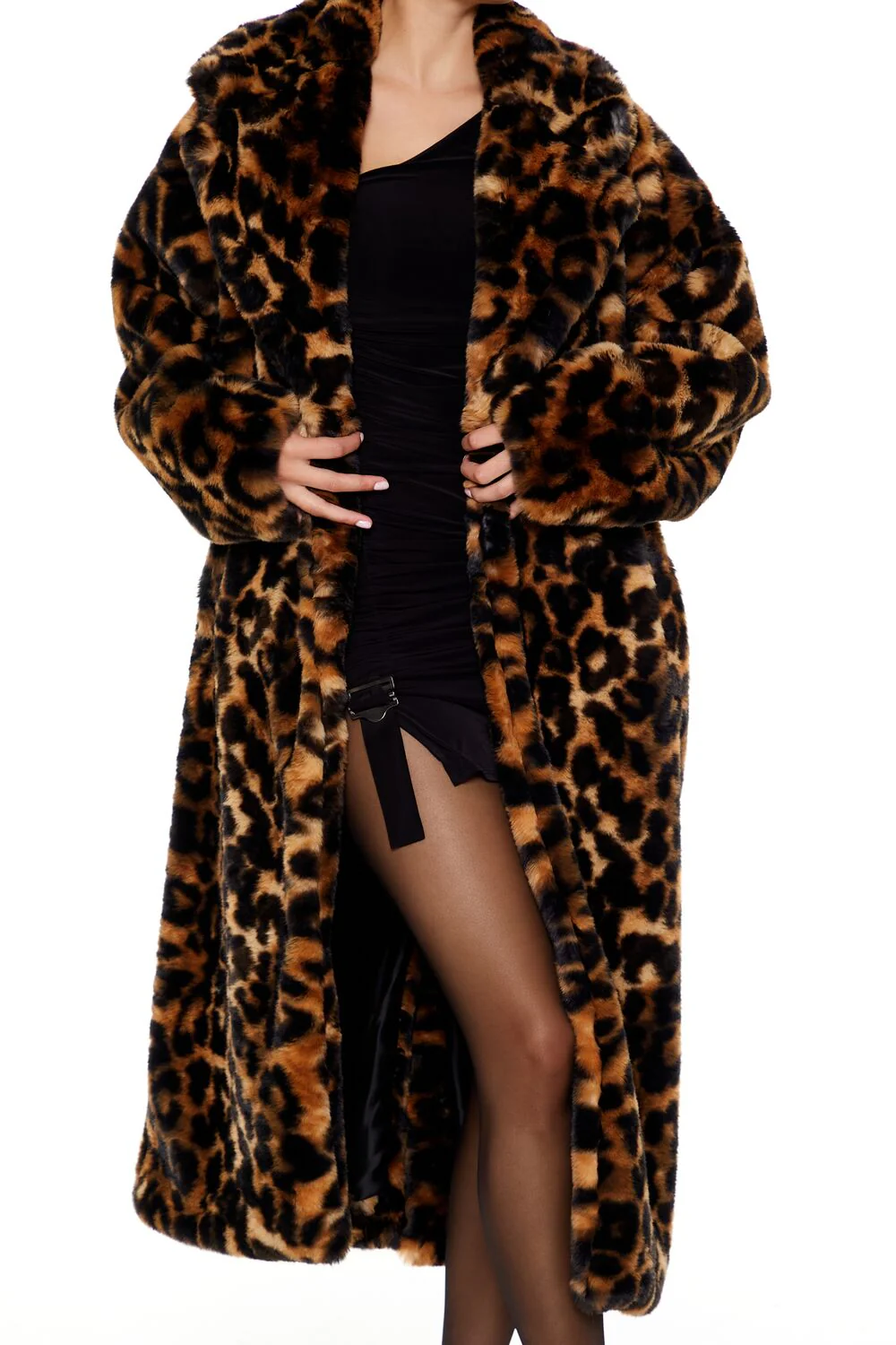 Faux Fur Leopard Print Coat - Image 6