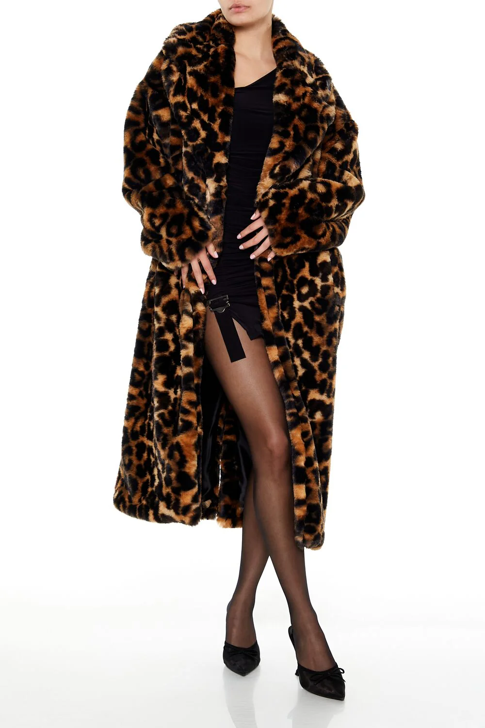 Faux Fur Leopard Print Coat - Image 7