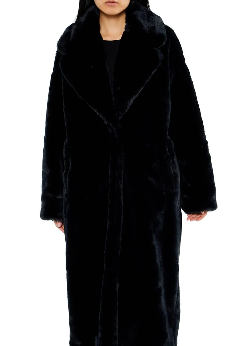 Faux Fur Longline Coat - Image 2