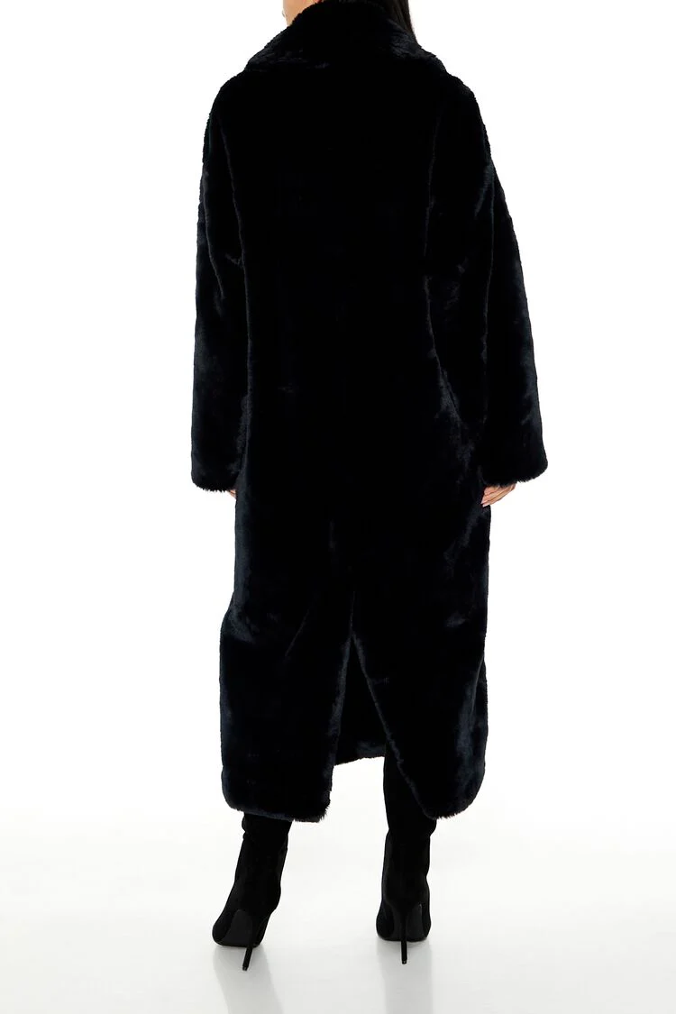 Faux Fur Longline Coat - Image 4