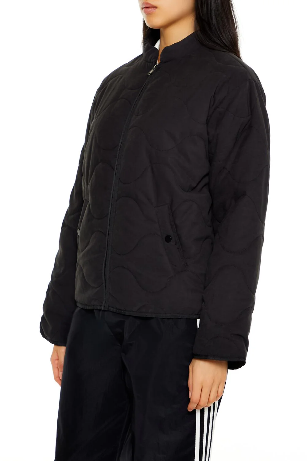 Abstract Quilted Zip-Up Jacket - Image 4
