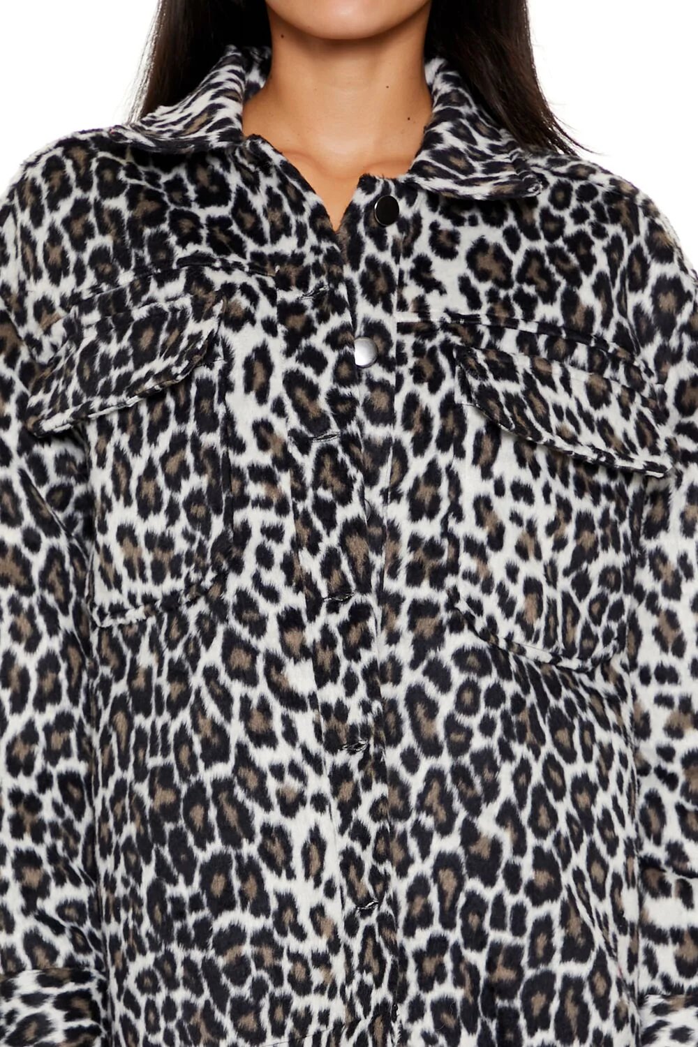 Faux Suede Leopard Print Shacket - Image 3