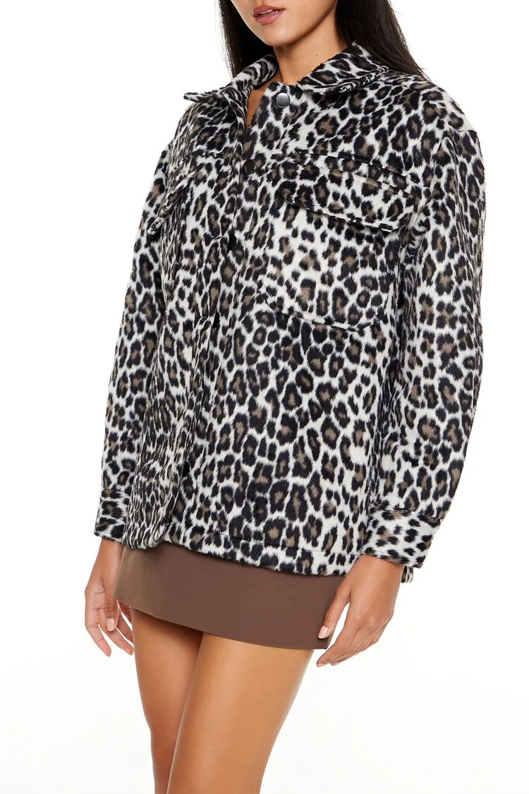 Faux Suede Leopard Print Shacket - Image 4