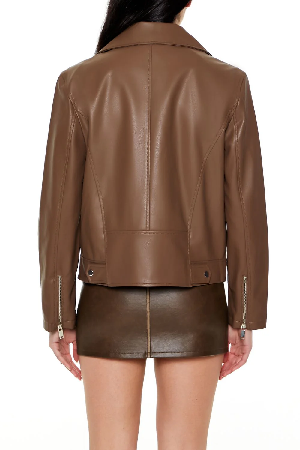 Faux Leather Zip-Up Moto Jacket - Image 5