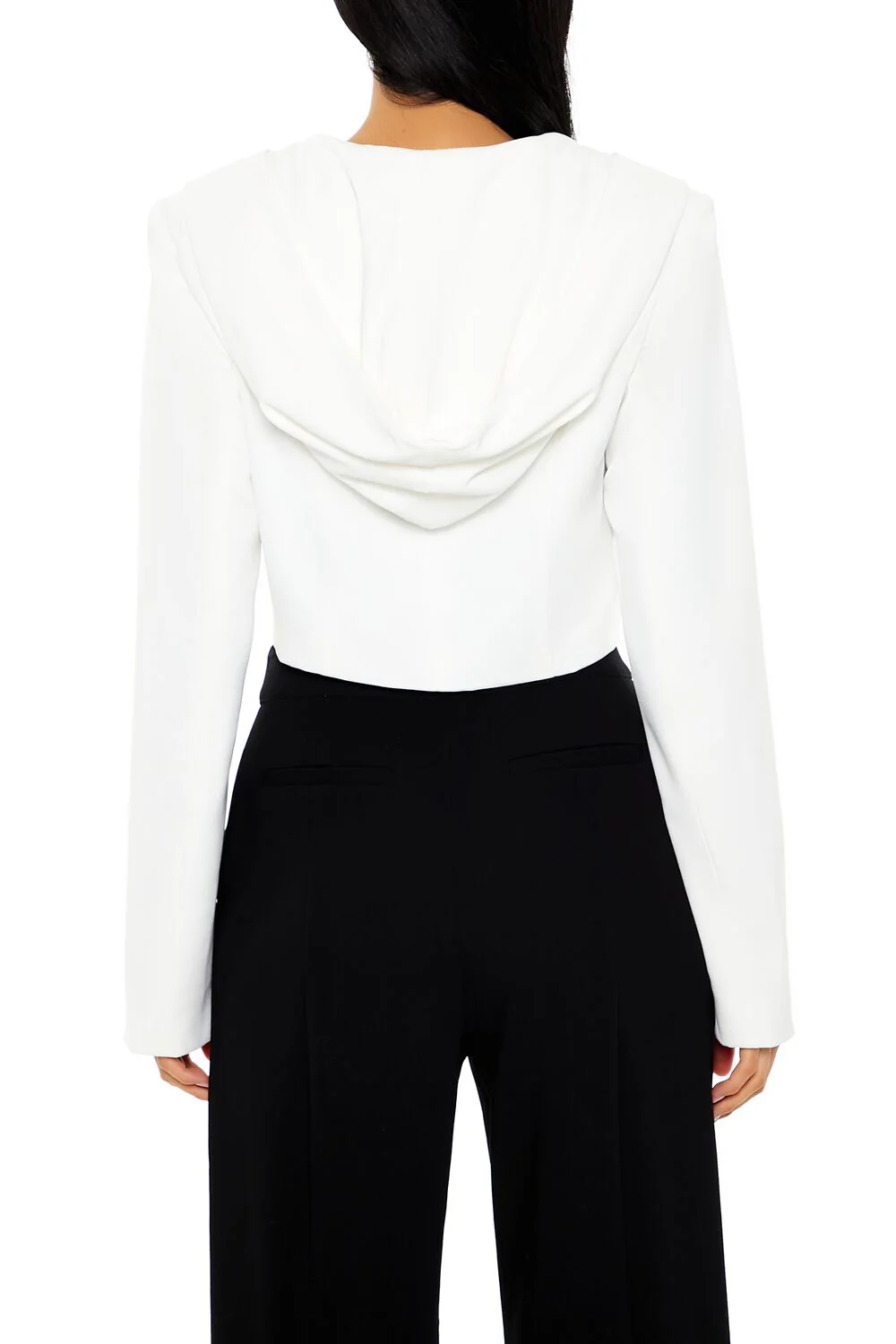 Plunging Hooded Cropped Blazer - Image 10