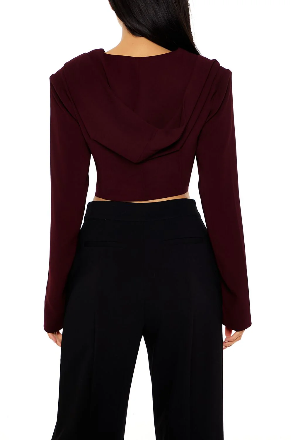 Plunging Hooded Cropped Blazer - Image 15