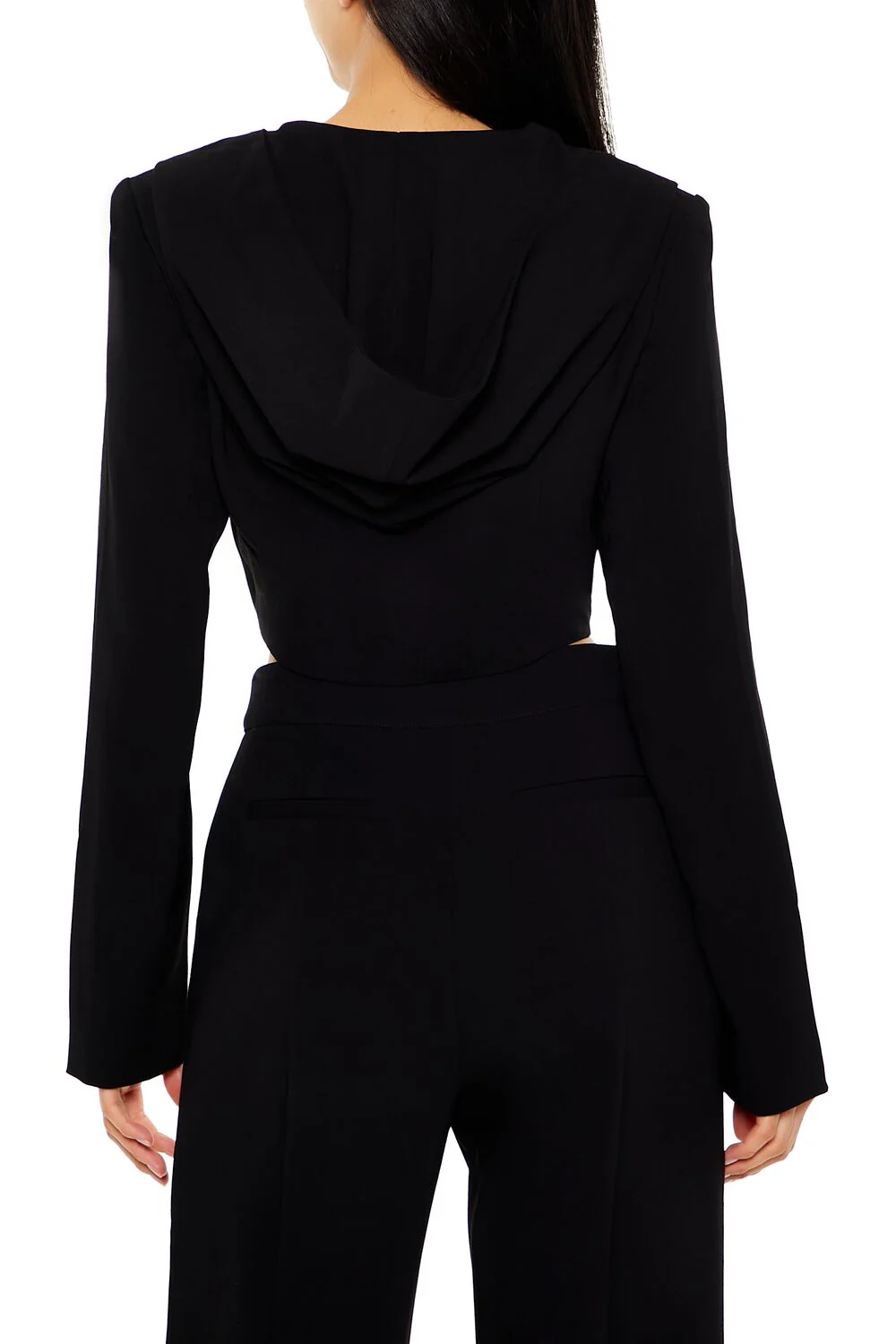 Plunging Hooded Cropped Blazer - Image 5
