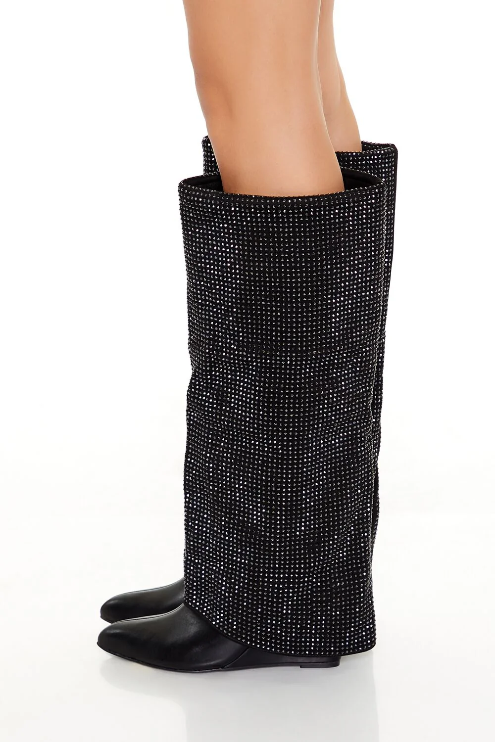 Rhinestone Knee-High Wedge Boots - Image 2