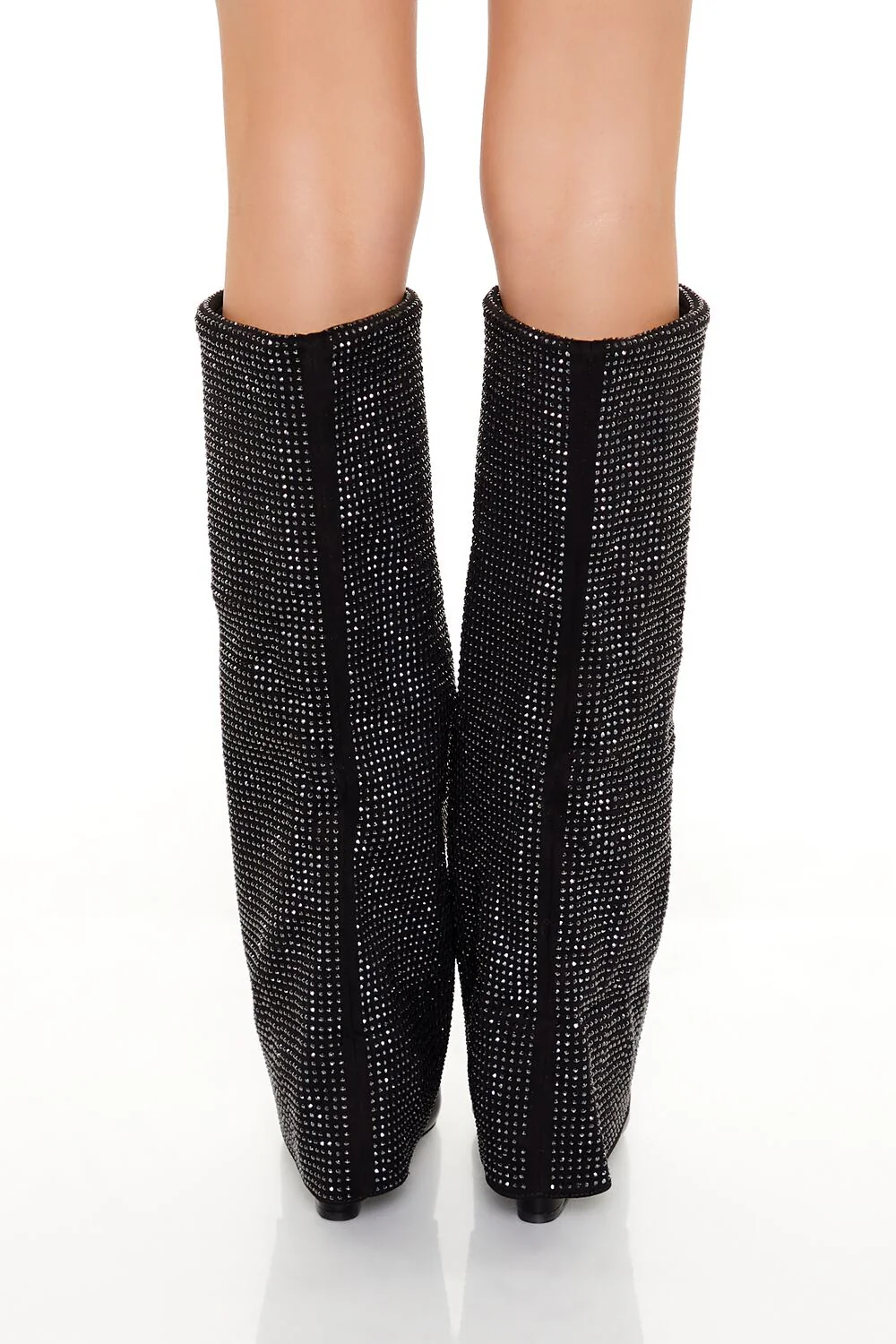 Rhinestone Knee-High Wedge Boots - Image 3