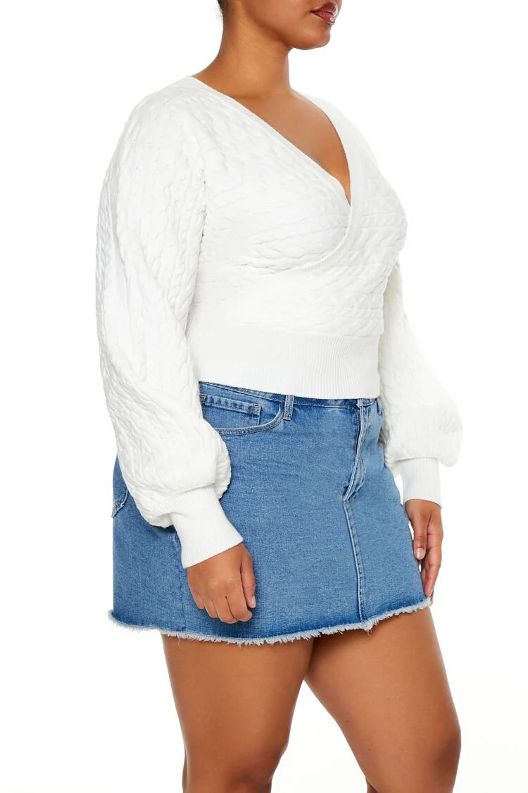 Plus Size Cable Knit Surplice Top - Image 4