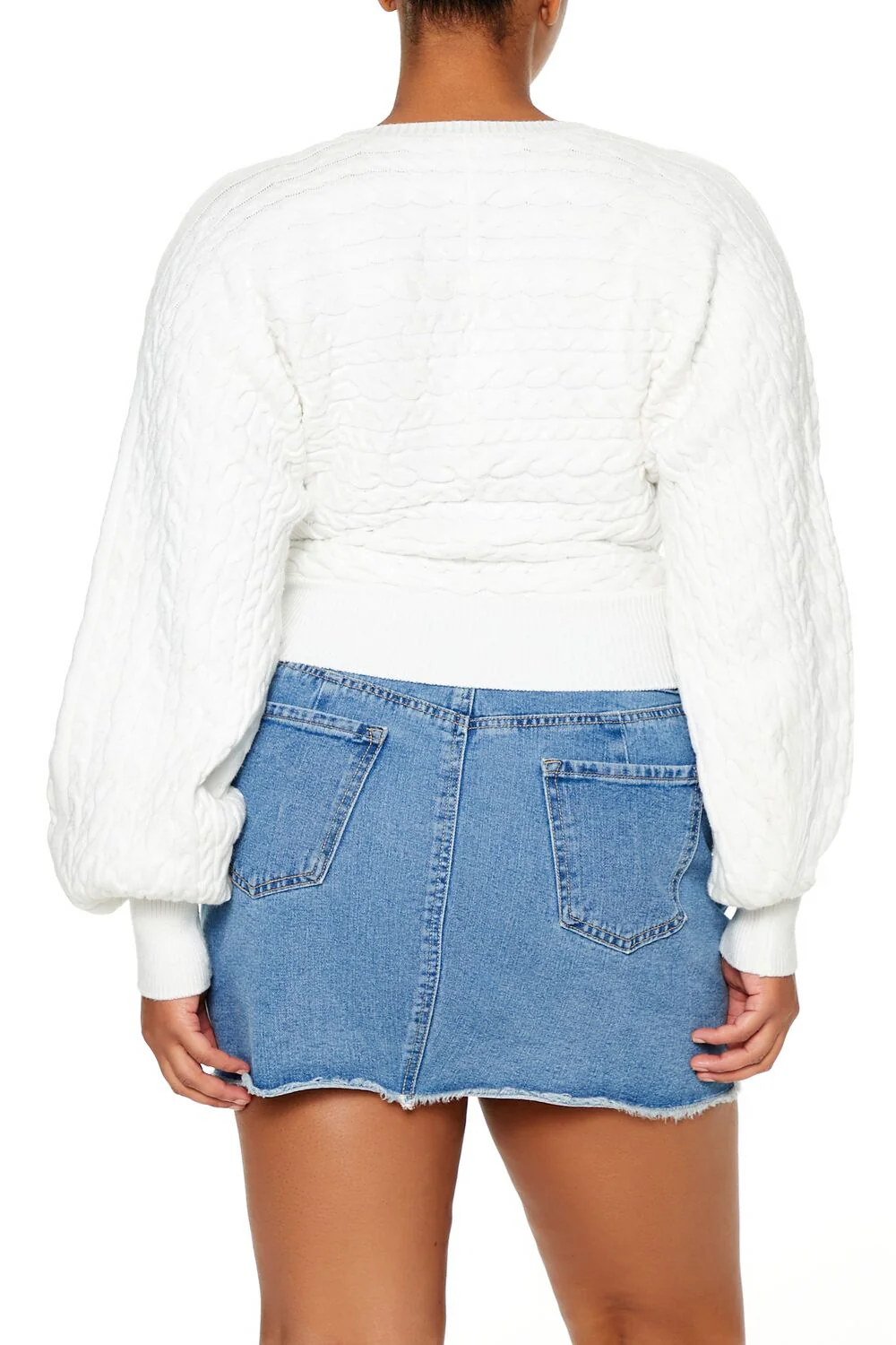 Plus Size Cable Knit Surplice Top - Image 5