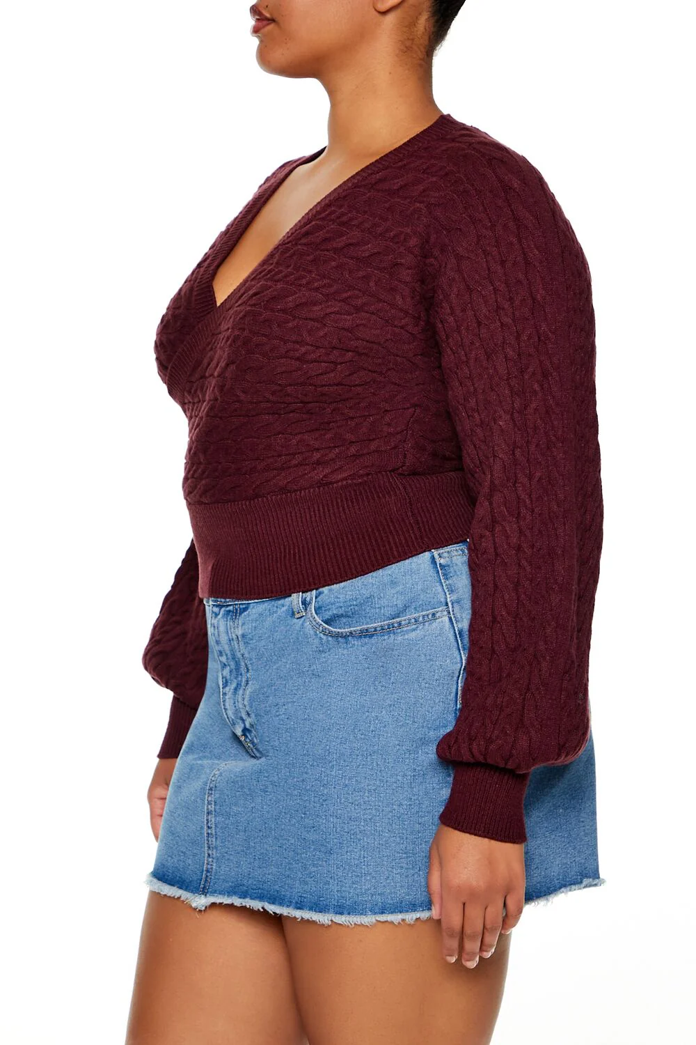 Plus Size Cable Knit Surplice Top - Image 9