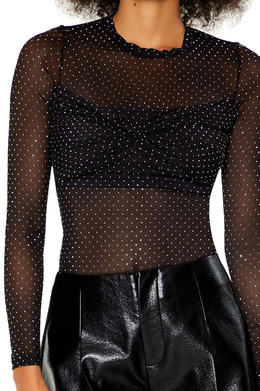Sheer Mesh Rhinestone Top - Image 3