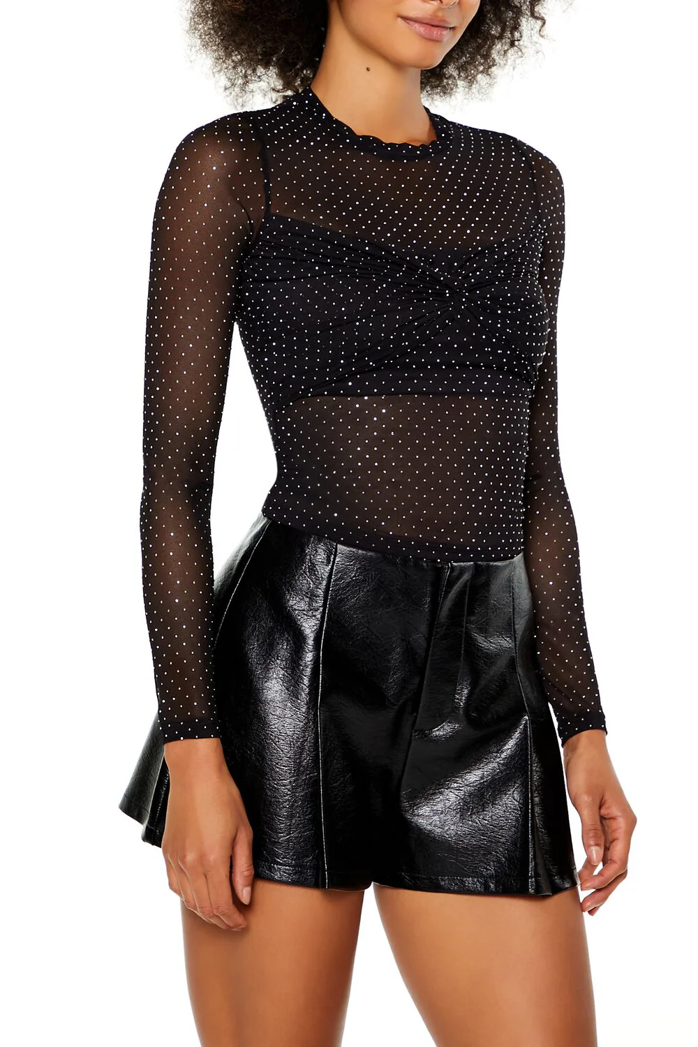 Sheer Mesh Rhinestone Top - Image 4
