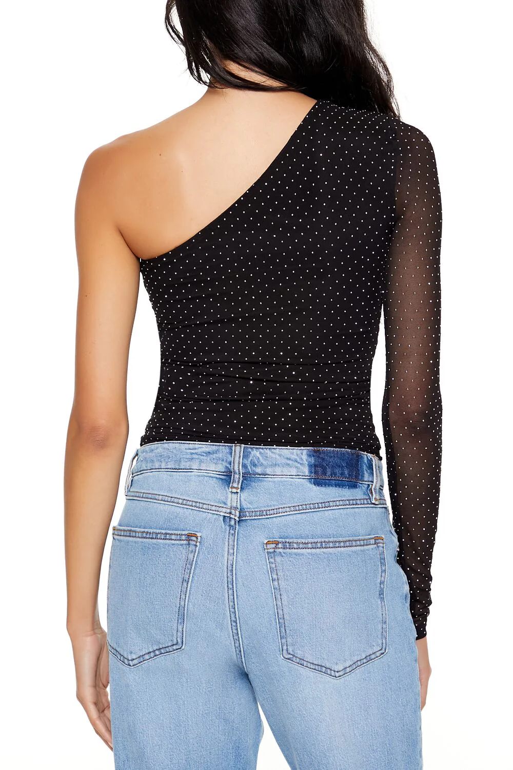 Rhinestone One-Shoulder Crop Top - Image 5