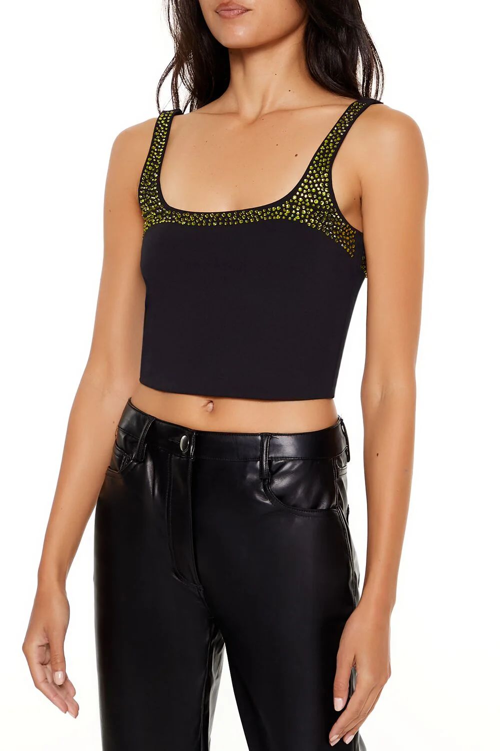 Rhinestone Cropped Tank Top - Image 9
