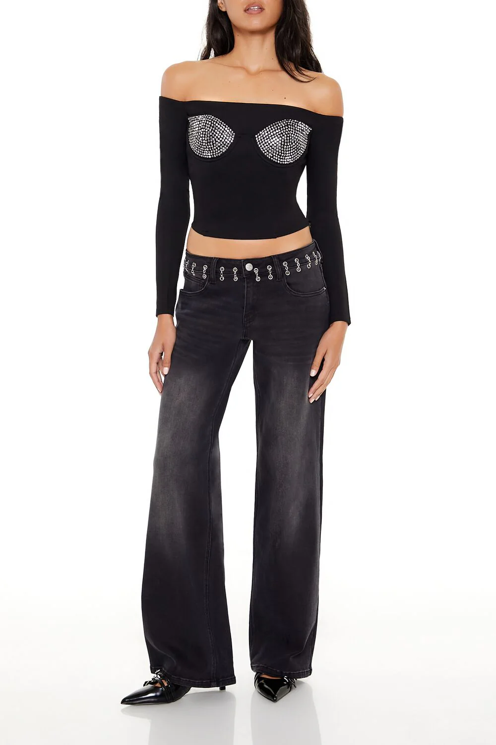 Rhinestone Off-the-Shoulder Top - Image 2