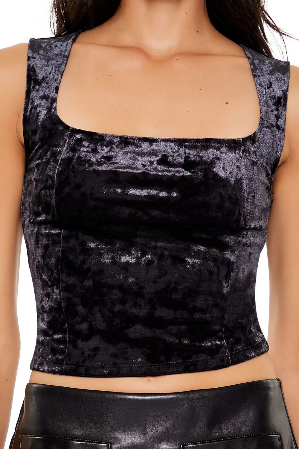 Crushed Velvet Crop Top - Image 3